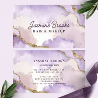 Purple and Gold Watercolor Glitter  Business Card