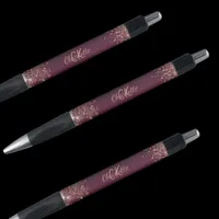 Burgundy rose gold monogram signature name pen