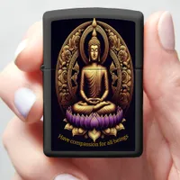 Golden Buddha meditating in lotus.  Zippo Lighter