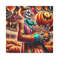 Scary Clown with Jack O' Lantern Halloween Metal Print