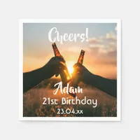 21st birthday party guys cheers beer napkins