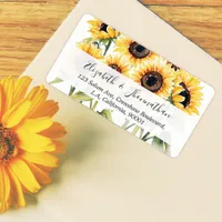 Stylish Watercolor Sunflower Floral & Script Name Label