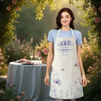 Pink blue wildflowers bees apron