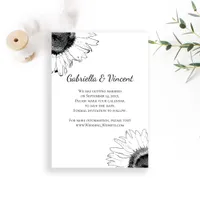 Black and White Sunflowers Wedding Save the Date