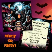 Come Party with Us Zombie, Clown, Vamp Halloween