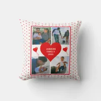 Photo Collage Family Personalized Valentine Heart Throw Pillow