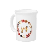 Christmas Joy Watercolor Wreath ID292 Drink Pitcher