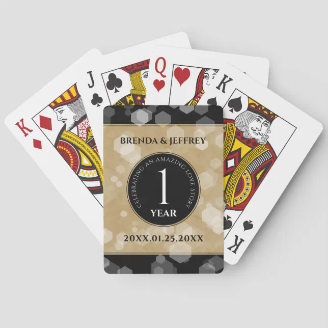 Elegant 1st Paper Wedding Anniversary Celebration Poker Cards