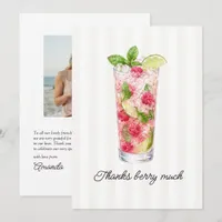 Thanks Berry Much Raspberry Cocktail Bachelorette Thank You Card