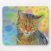 Cute kitten - abstract - colorful painting mouse pad