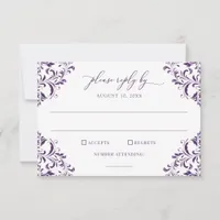 Elegant Vintage Wedding Plum Purple RSVP Card