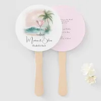 Pink Tropical Martini Bachelorette Weekend Hand Fan