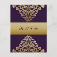 purple gold elegance RSVP cards