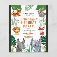 Cute Jungle Animals Birthday Party Invitation Flyer