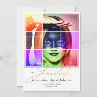 Magazine Pop Art Retro Modern Graduation Photo  Invitation