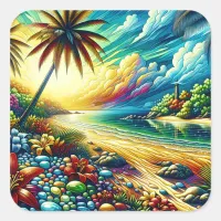 Gorgeous Ai Art | Coastal Beauty Square Sticker