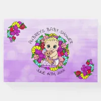 Purple Girl's Baby Shower Caucasian Baby Whimsical Guest Book