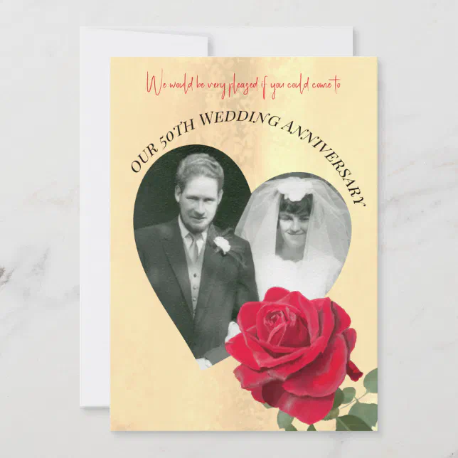 Red Rose custom Anniversary  Invitation