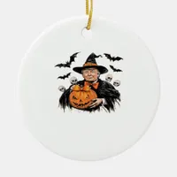 Halloween Spooky Pumpkin Ceramic Ornament