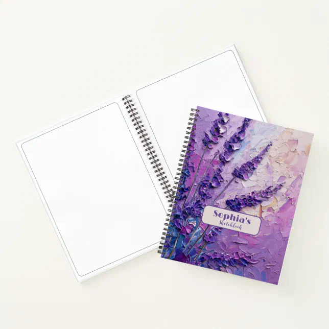 Lavender Flowers Oil Painting Notebook