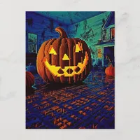 Spooky 8Bit Jack o Lantern Postcard
