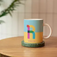 Colorful Abstract Modern Alphabet Letter R Named Coffee Mug