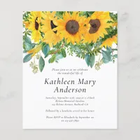 Budget Eucalyptus Sunflower Memorial Invitation