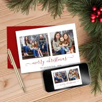 Simple Red Script Merry Christmas Photo Holiday 