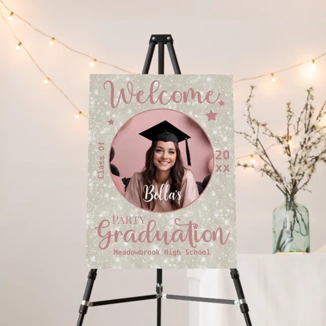 Modern Elegant Round Photo Glitter  Foam Board