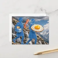 Surreal Breakfast Woman Bacon and Eggs Blueprint Postcard