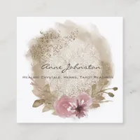 Boho Lace Floral Square Business Card