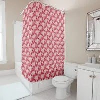 Crimson Red and Blush Pink Hearts and Roses  Shower Curtain