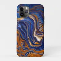 Blue and Copper Abstract Modern Art  iPhone 11 Pro Case