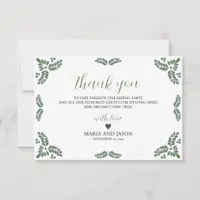 Mexican Talavera Green Floral Minimalist Wedding Thank You Card
