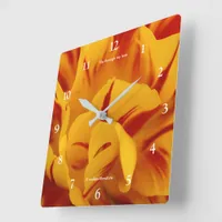 Elegant Red Gold Floral Monsella Tulip Square Wall Clock