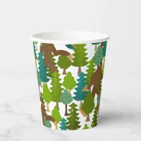 Bigfoot In The Woods Forest Cartoon Paper Cups