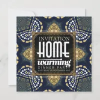 Gold Denim Home Warming Dinner Party Invitation