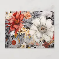 Floral Digital AI Assist Art Pretty Floral Postcard