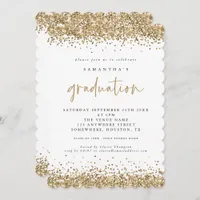 Elegant Gold Glitter Border Graduation Invitation