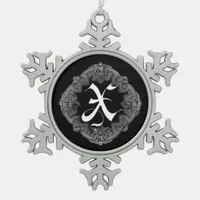 Elegant Goth Initial X Snowflake Ornament