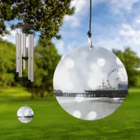 Santa Monica Pier Silver Grey Sparkles Wind Chime