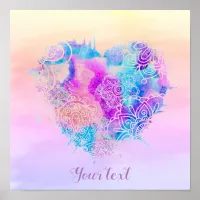 Colorful Watercolor Doodle Heart Poster