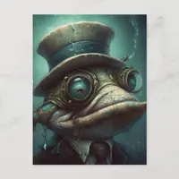 Funny Steampunk Fish in a Suit Postcard