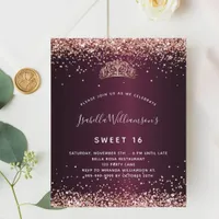 Budget Sweet 16 burgundy rose gold tiara