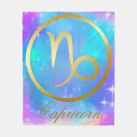 Zodiac Sign Capricorn Gold, Colorful Background | Fleece Blanket