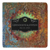 Steampunk Vintage Wedding Personalized Trivet