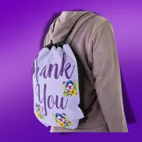 Thank You with Pansies, Purple & Yellow | Drawstring Bag