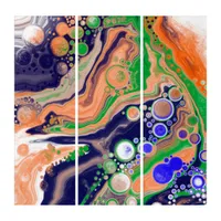 Blue, Coral and Green Pour Painting Fluid Art  