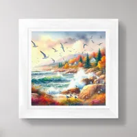 Fall Coastal Beach Art for Small Spaces Framed Art