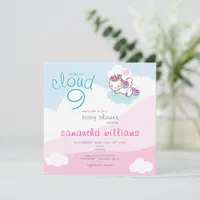 Cloud 9 Pink Unicorn Princess Girl Baby Shower Invitation